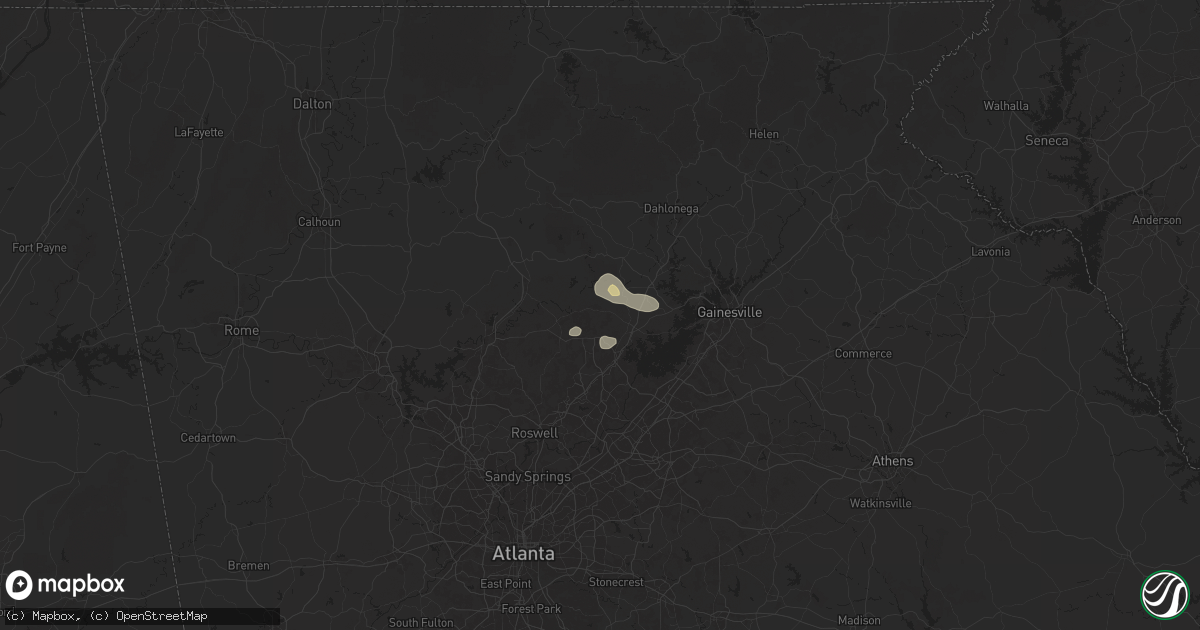 Hail map in Cumming, GA on April 25, 2025