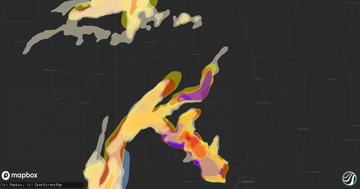 Hail map in Earth, TX on April 25, 2025