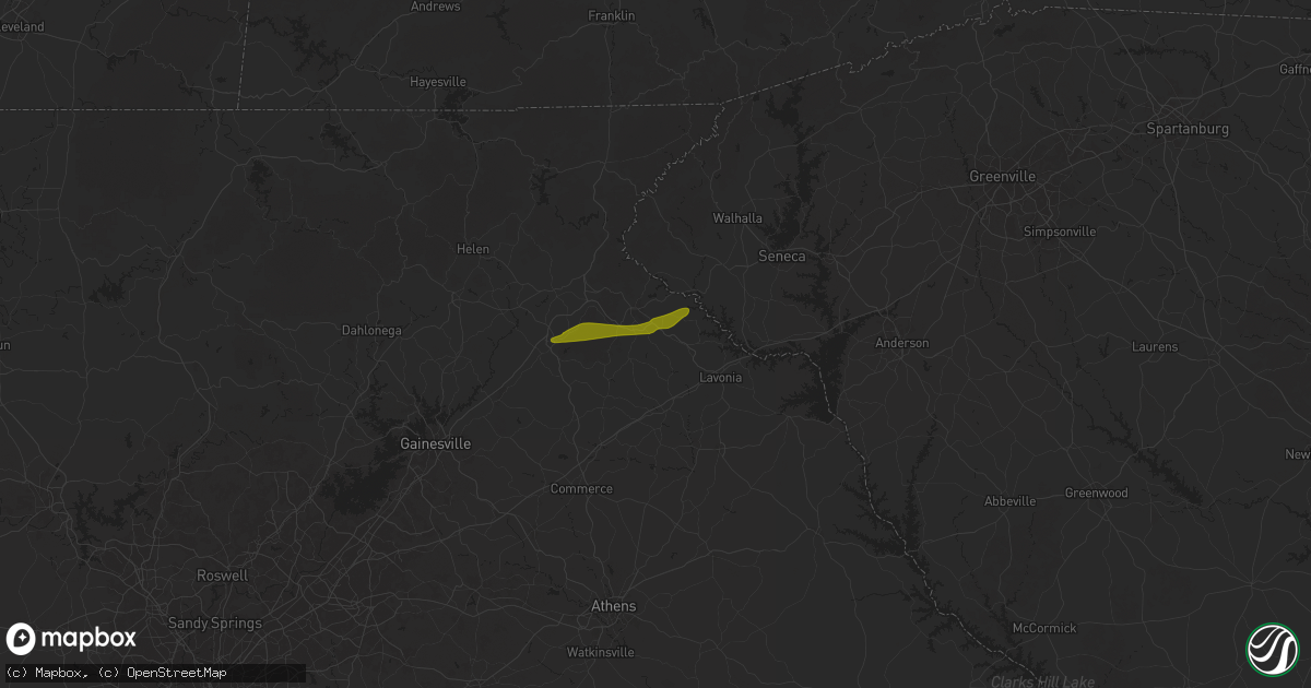 Hail map in Eastanollee, GA on April 25, 2025