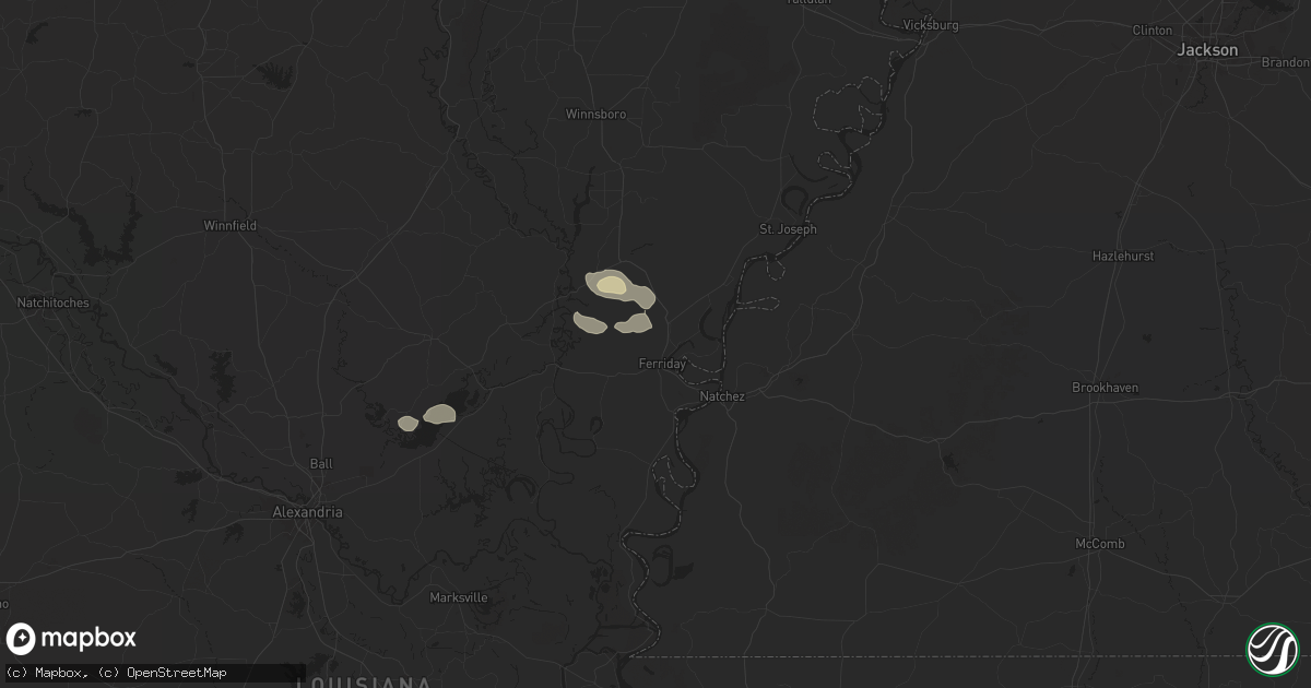 Hail map in Ferriday, LA on April 25, 2025
