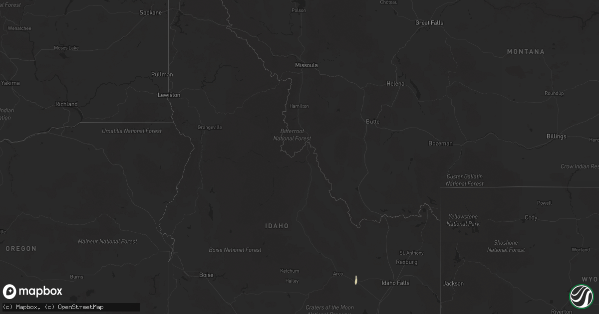 Hail map in Idaho on April 25, 2025