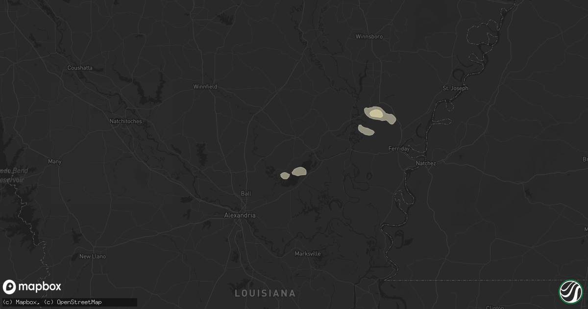 Hail map in Jena, LA on April 25, 2025