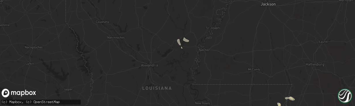 Hail map in Jonesville, LA on April 25, 2025