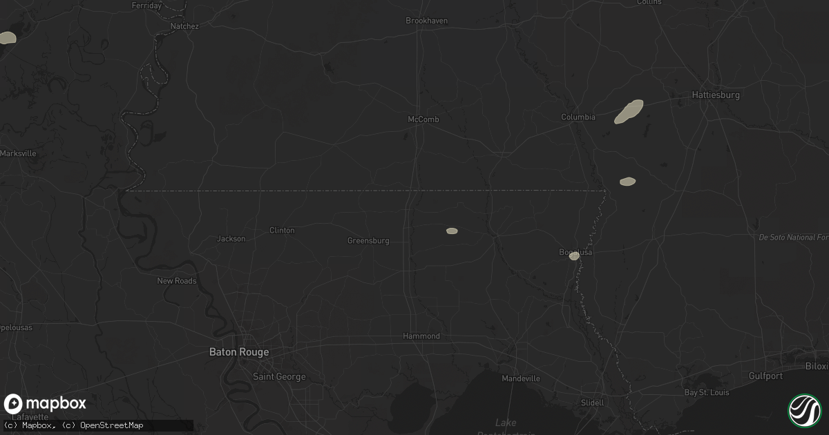Hail map in Kentwood, LA on April 25, 2025
