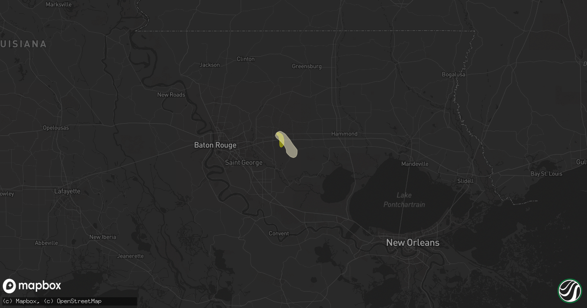 Hail map in Livingston, LA on April 25, 2025