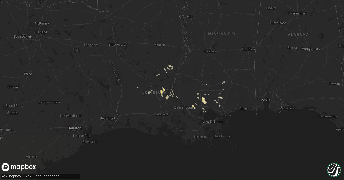 Hail map in Louisiana on April 25, 2025