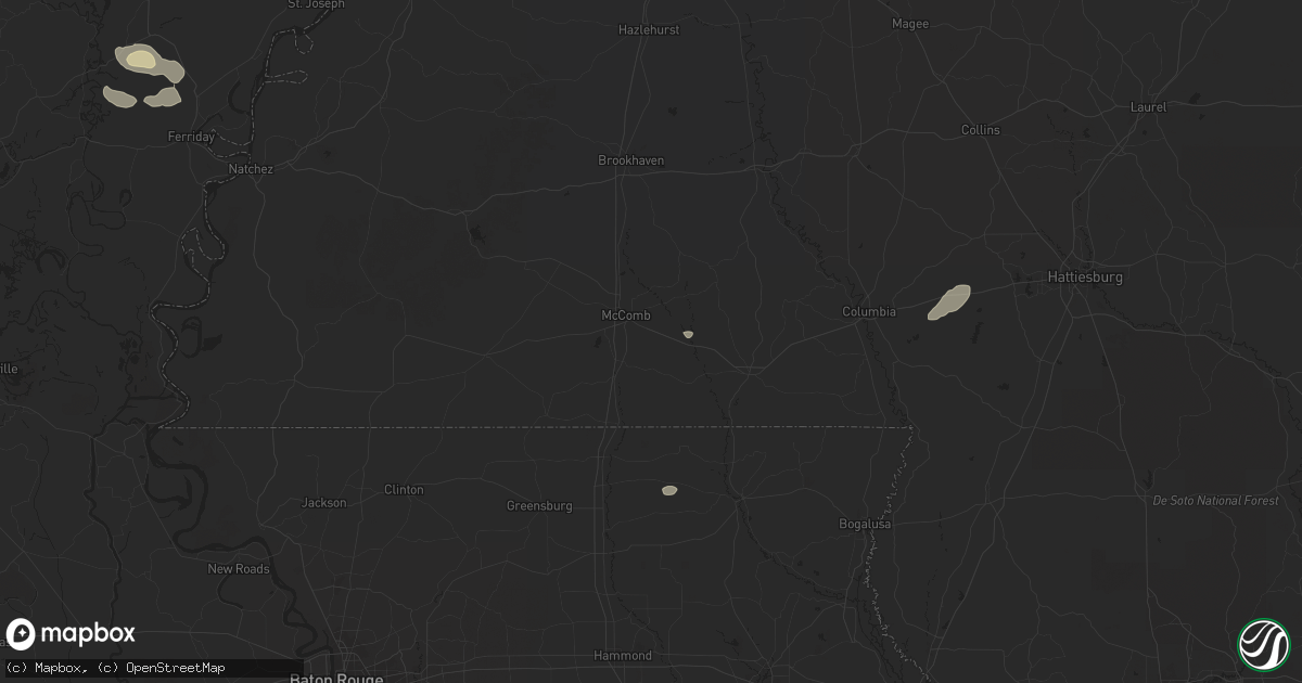 Hail map in Mccomb, MS on April 25, 2025