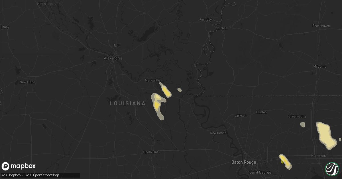 Hail map in Moreauville, LA on April 25, 2025