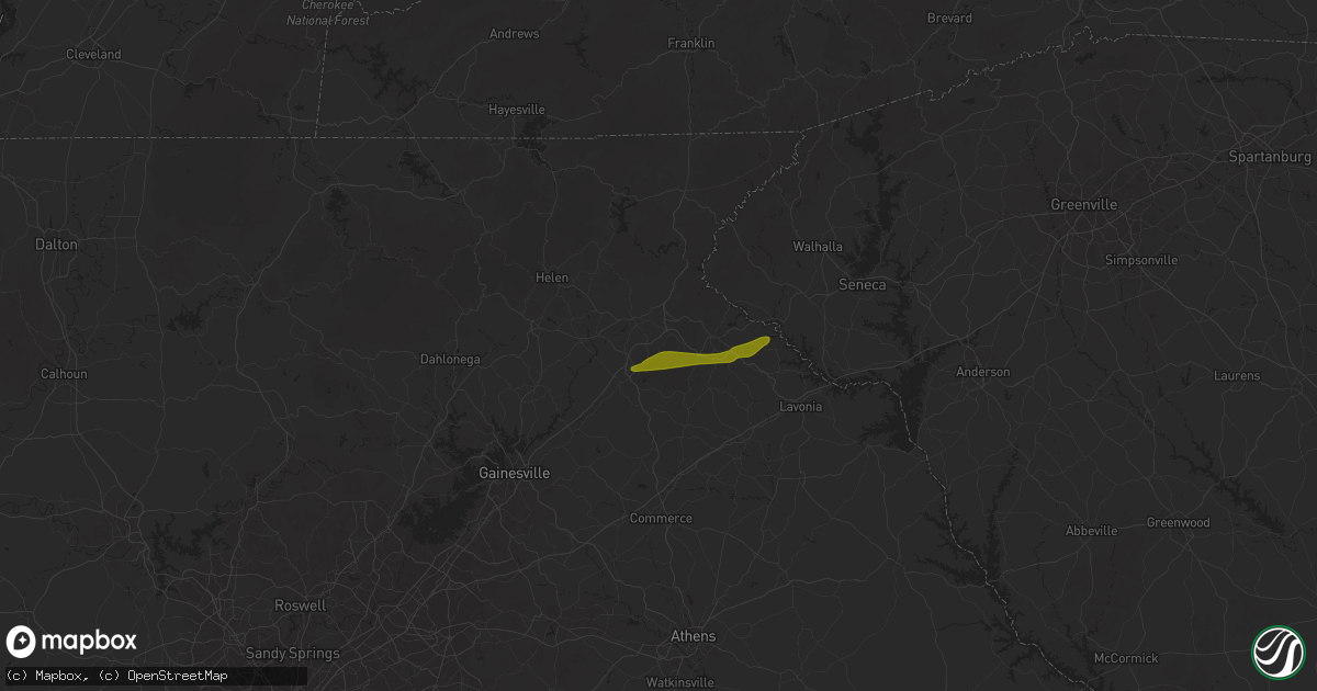 Hail map in Mount Airy, GA on April 25, 2025