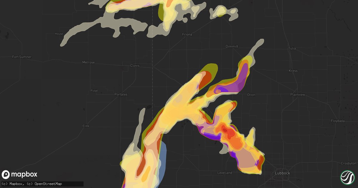 Hail map in Muleshoe, TX on April 25, 2025