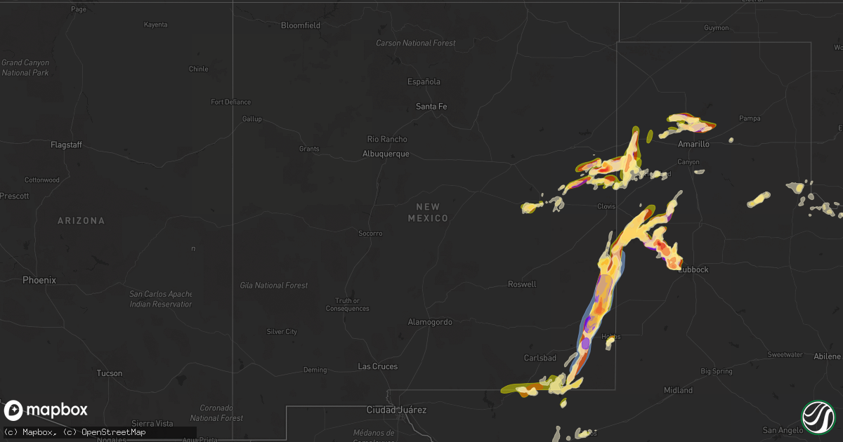 Hail map in New Mexico on April 25, 2025