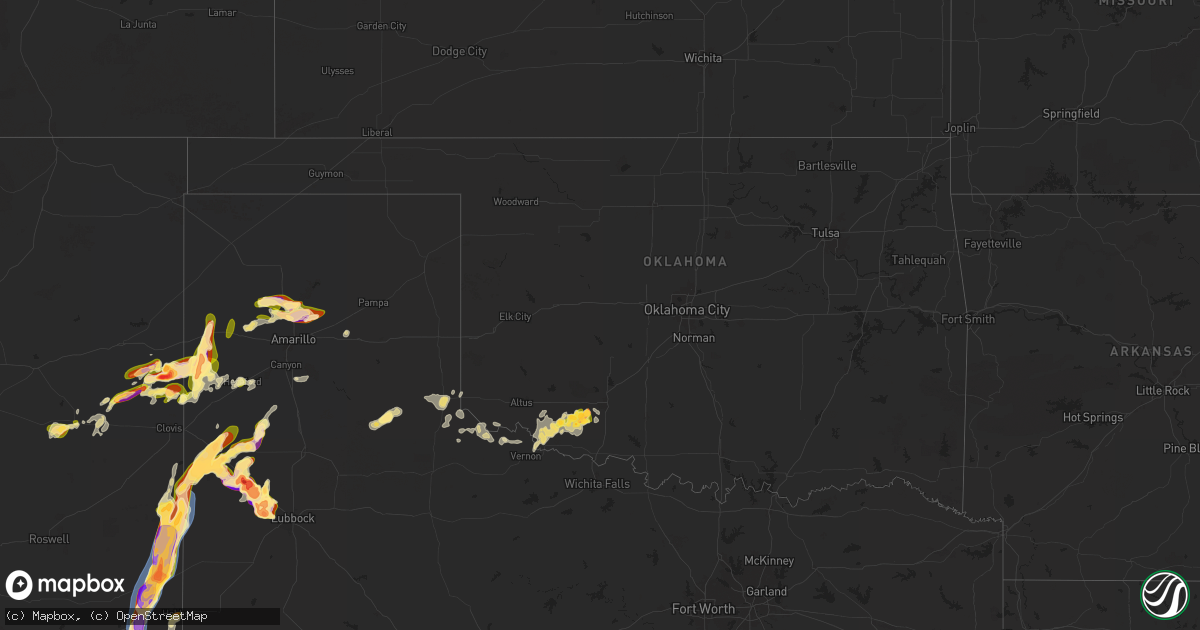 Hail map in Oklahoma on April 25, 2025