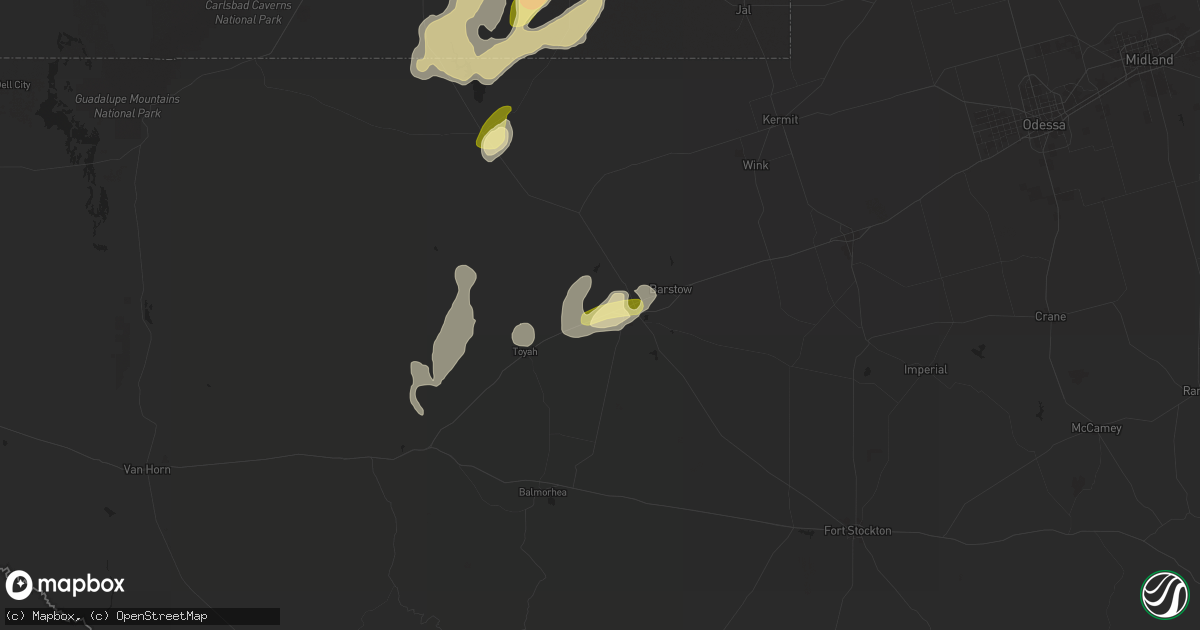Hail map in Pecos, TX on April 25, 2025