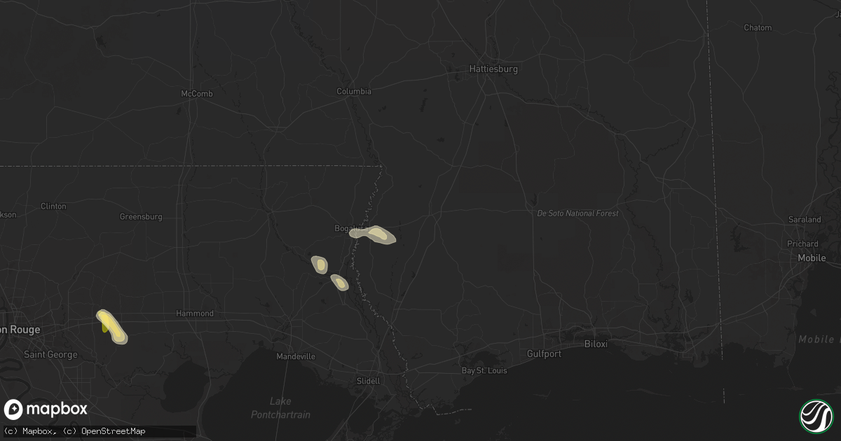 Hail map in Poplarville, MS on April 25, 2025