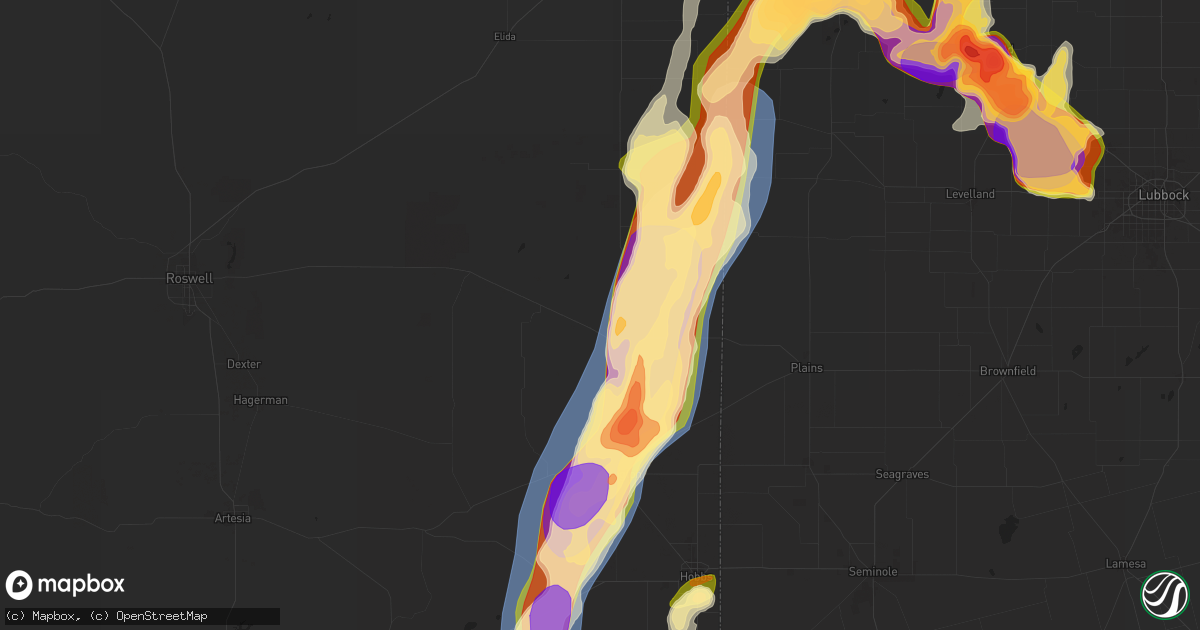 Hail map in Tatum, NM on April 25, 2025