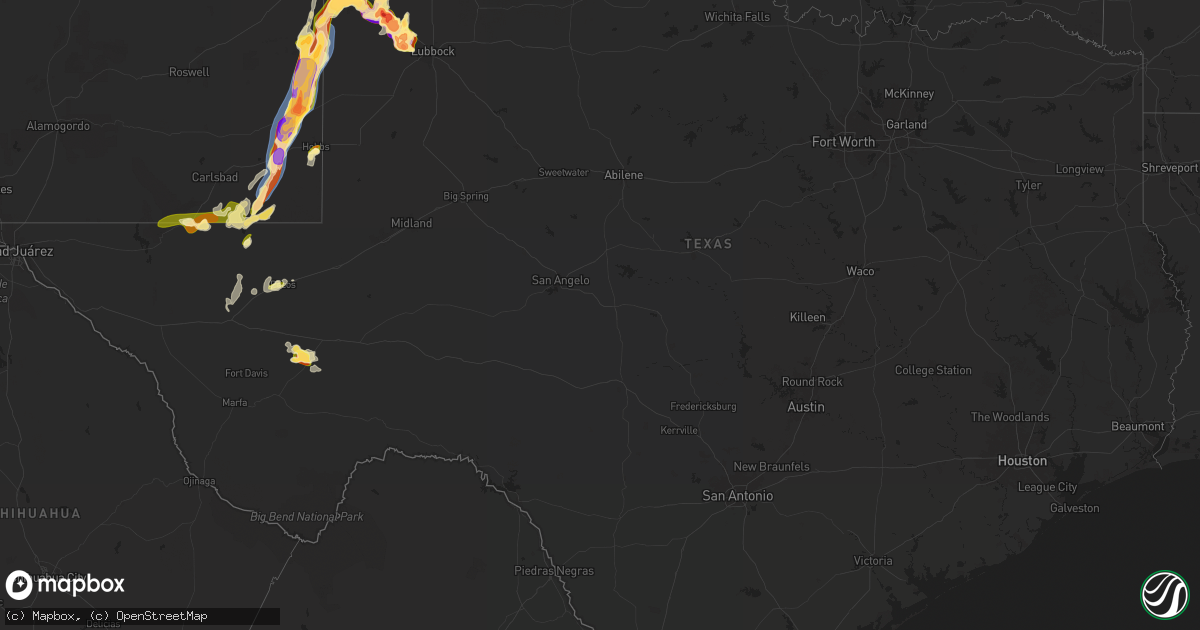 Hail map in Texas on April 25, 2025