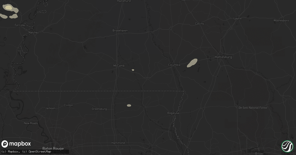 Hail map in Tylertown, MS on April 25, 2025