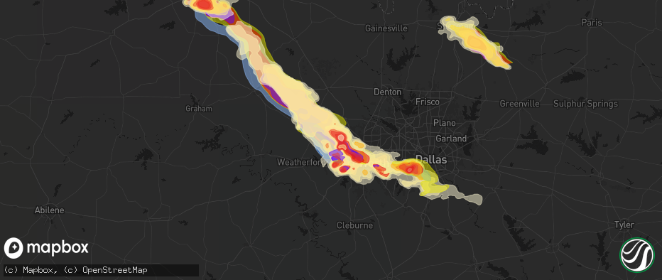Hail map in Azle, TX on April 25, 2026