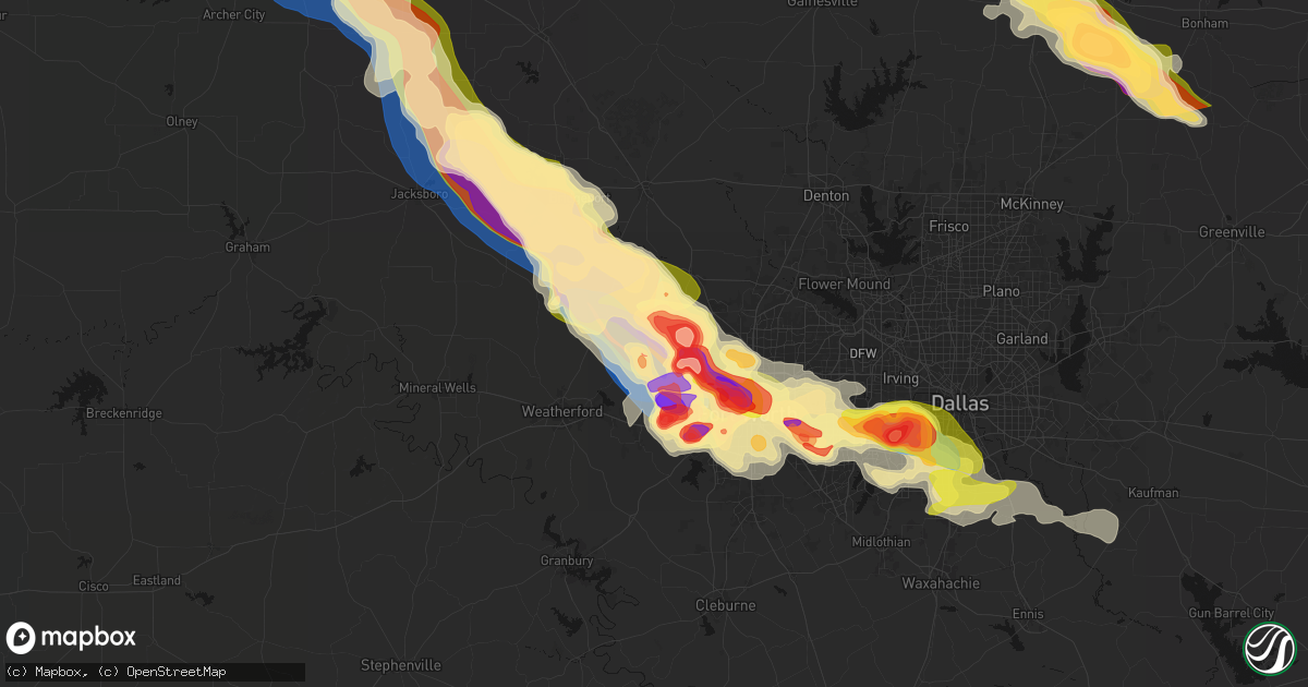 Hail map in Azle, TX on April 25, 2026
