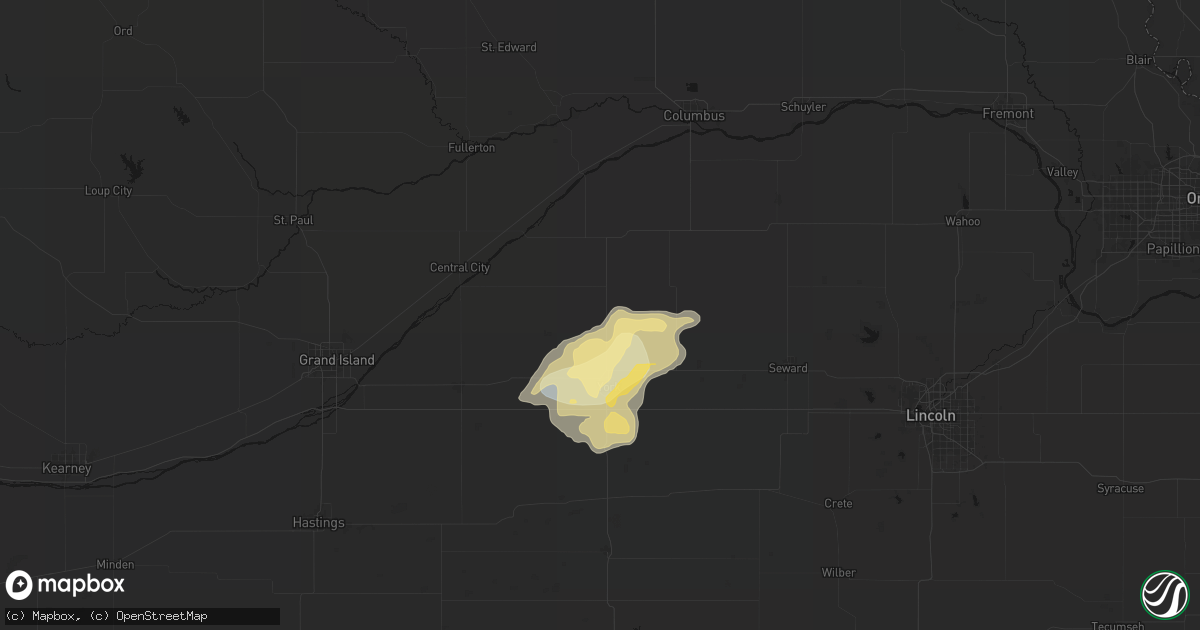 Hail map in Benedict, NE on April 25, 2026
