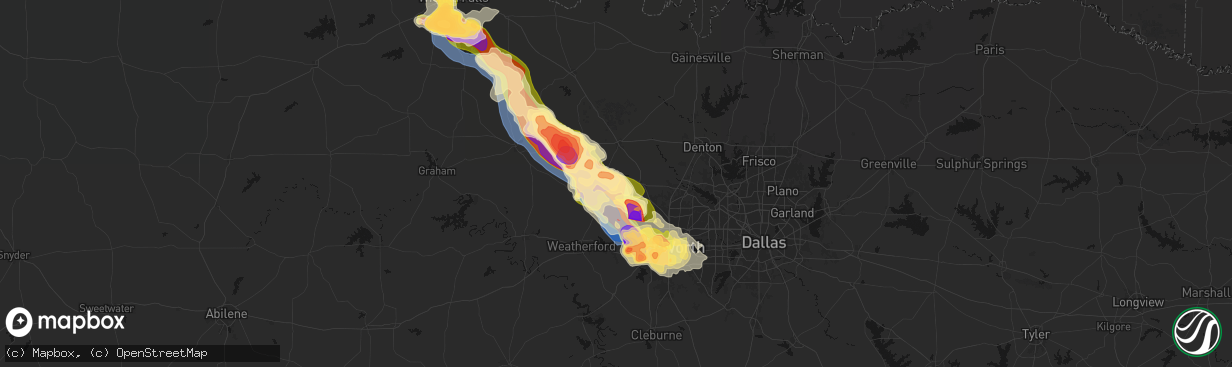 Hail map in Boyd, TX on April 25, 2026
