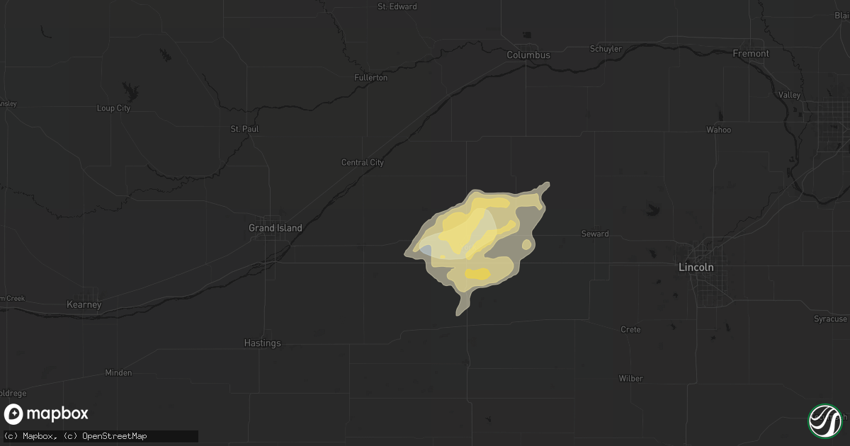 Hail map in Bradshaw, NE on April 25, 2026