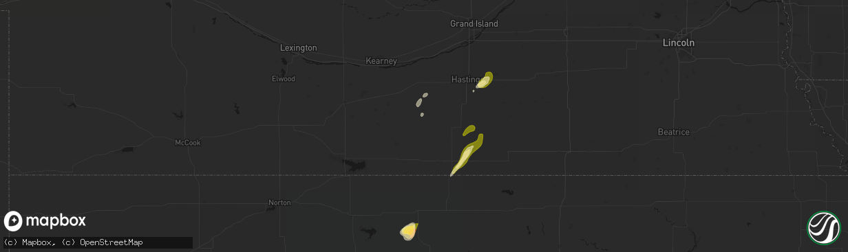 Hail map in Campbell, NE on April 25, 2026