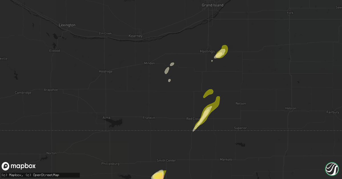 Hail map in Campbell, NE on April 25, 2026
