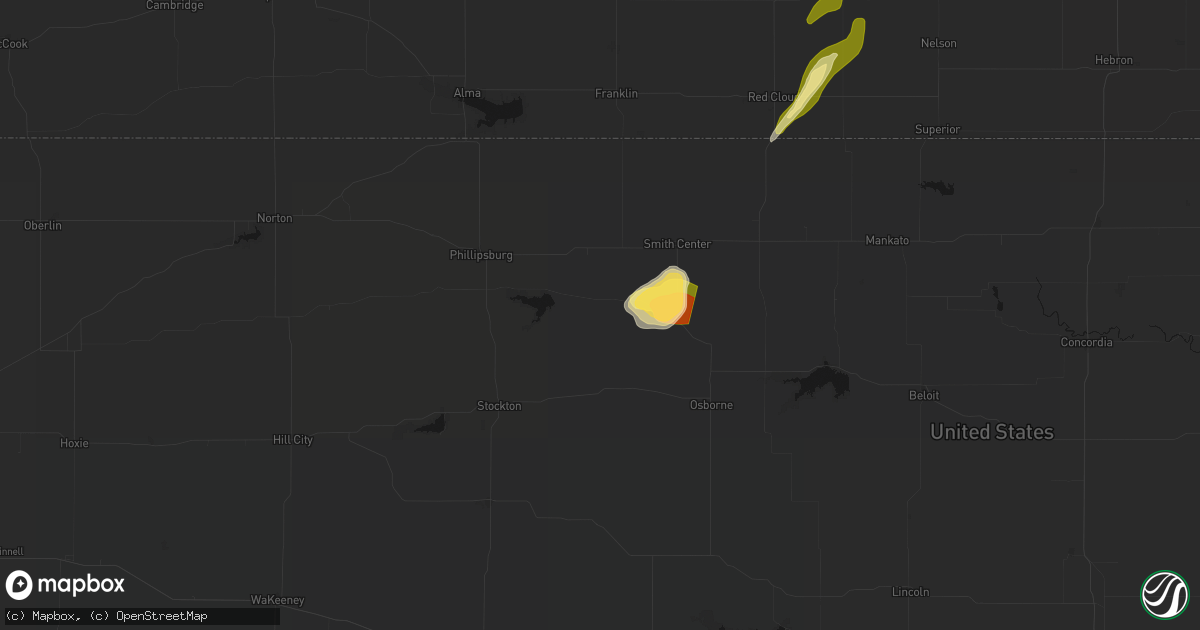 Hail map in Cedar, KS on April 25, 2026
