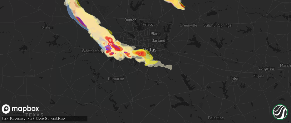 Hail map in Desoto, TX on April 25, 2026