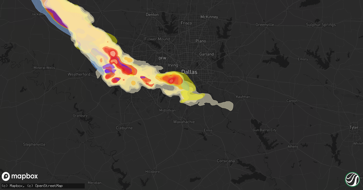 Hail map in Desoto, TX on April 25, 2026