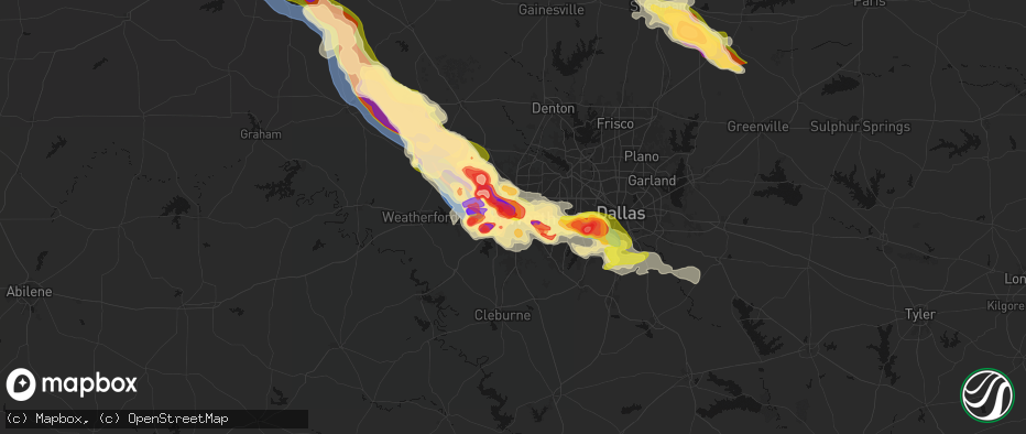 Hail map in Fort Worth, TX on April 25, 2026