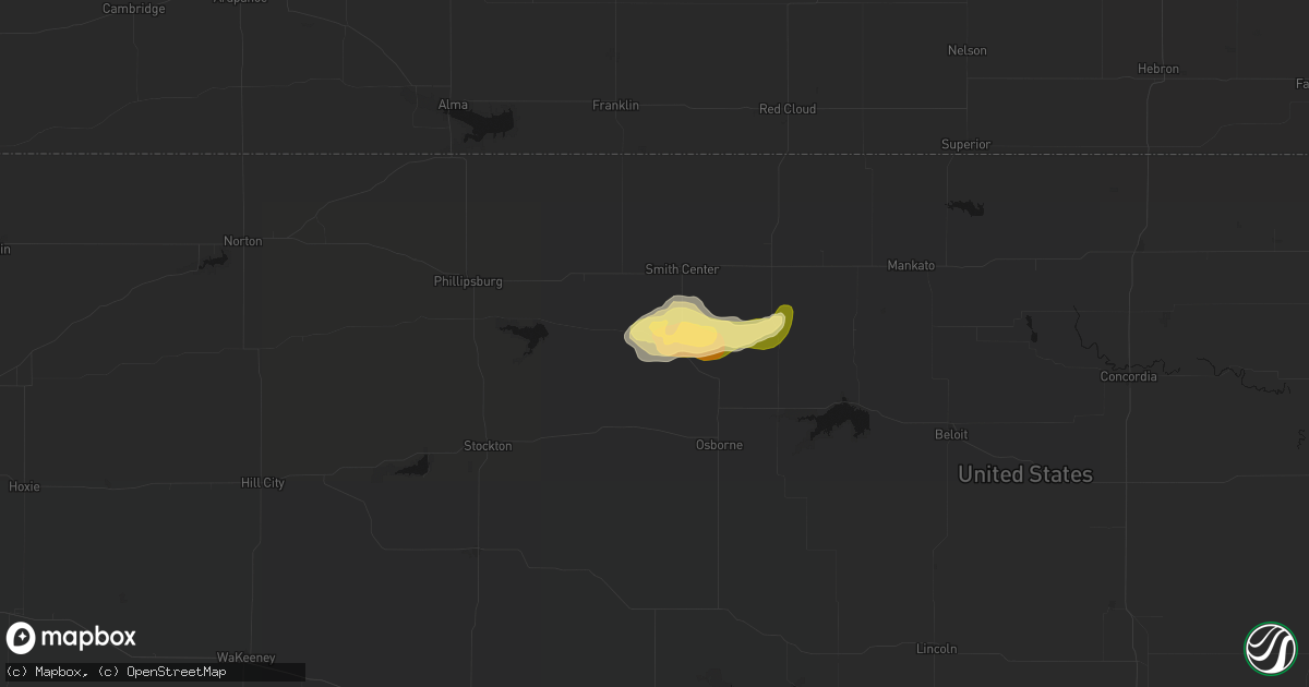 Hail map in Gaylord, KS on April 25, 2026