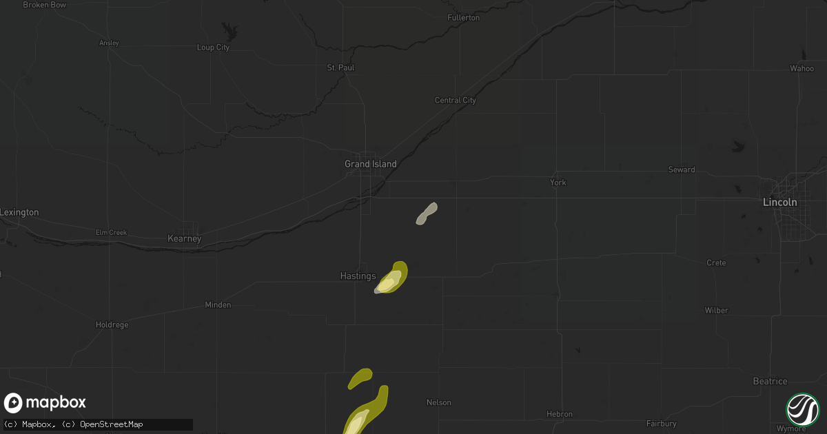 Hail map in Giltner, NE on April 25, 2026