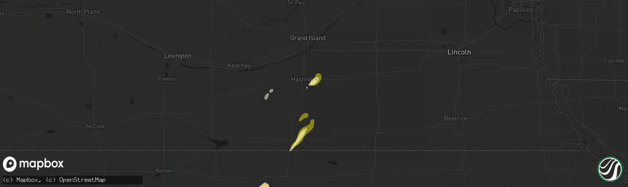 Hail map in Glenvil, NE on April 25, 2026