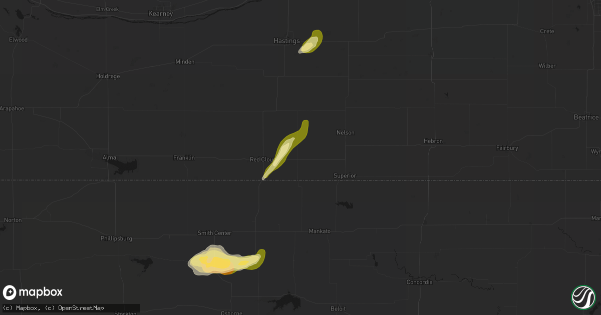 Hail map in Guide Rock, NE on April 25, 2026