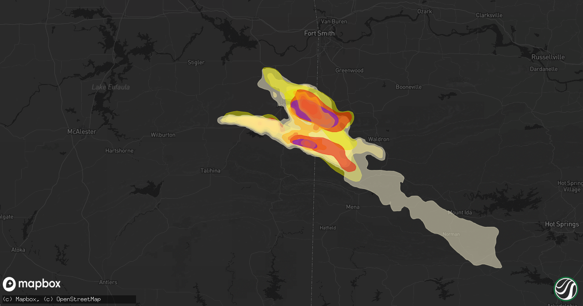 Hail map in Heavener, OK on April 25, 2026