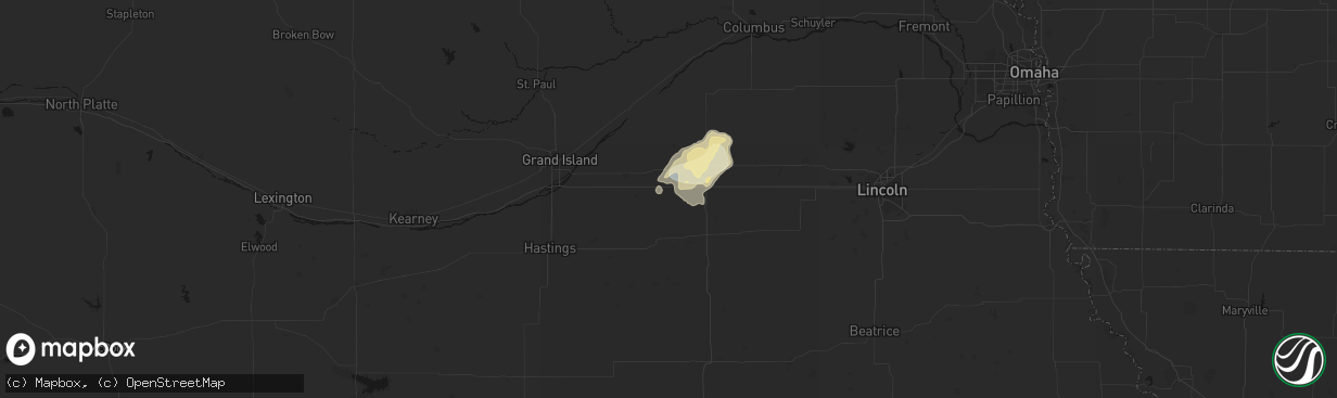 Hail map in Henderson, NE on April 25, 2026