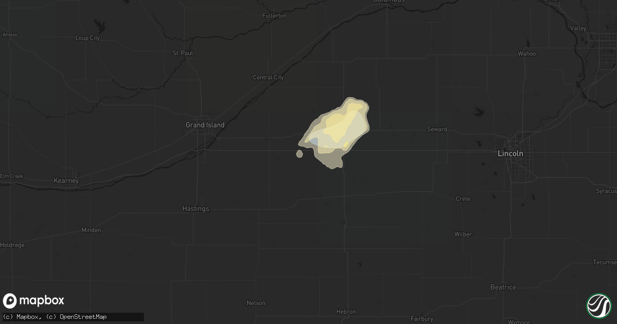 Hail map in Henderson, NE on April 25, 2026