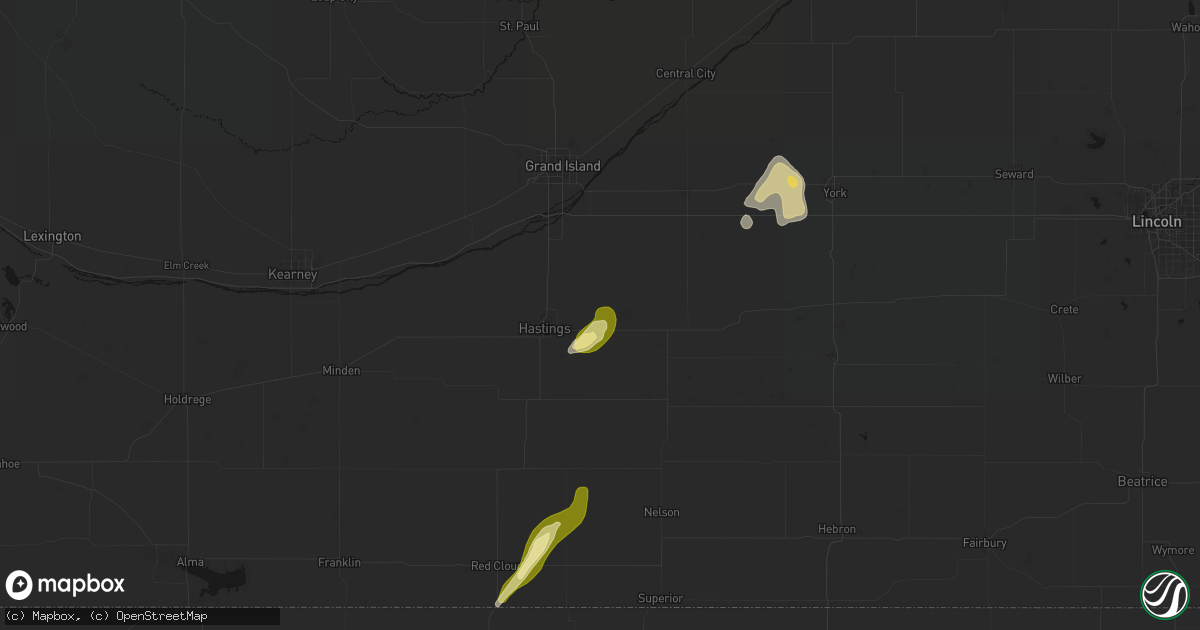 Hail map in Inland, NE on April 25, 2026