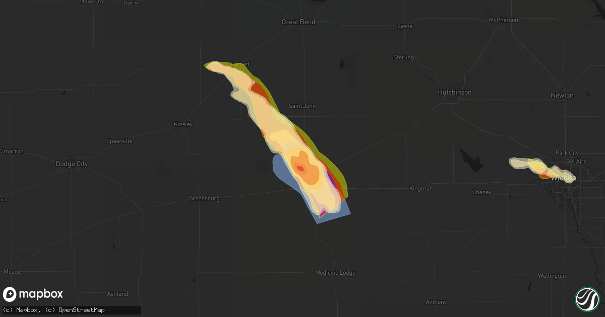Hail map in Iuka, KS on April 25, 2026