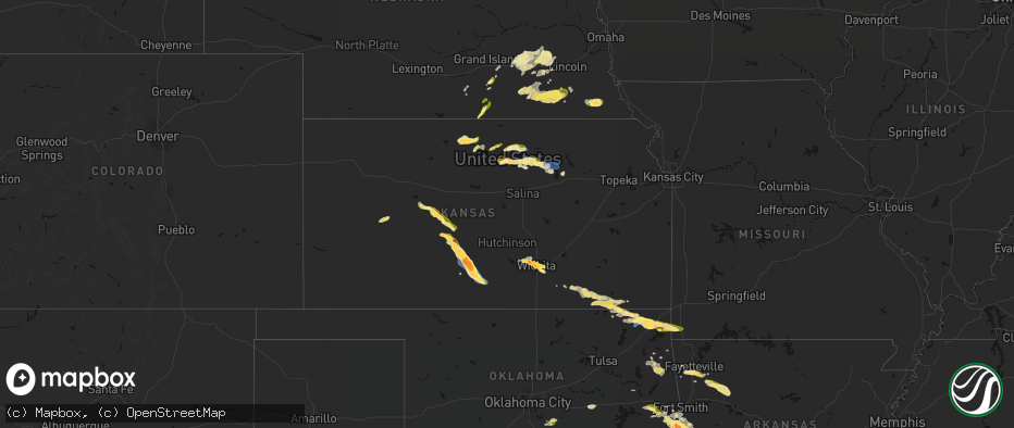 Hail map in Kansas on April 25, 2026