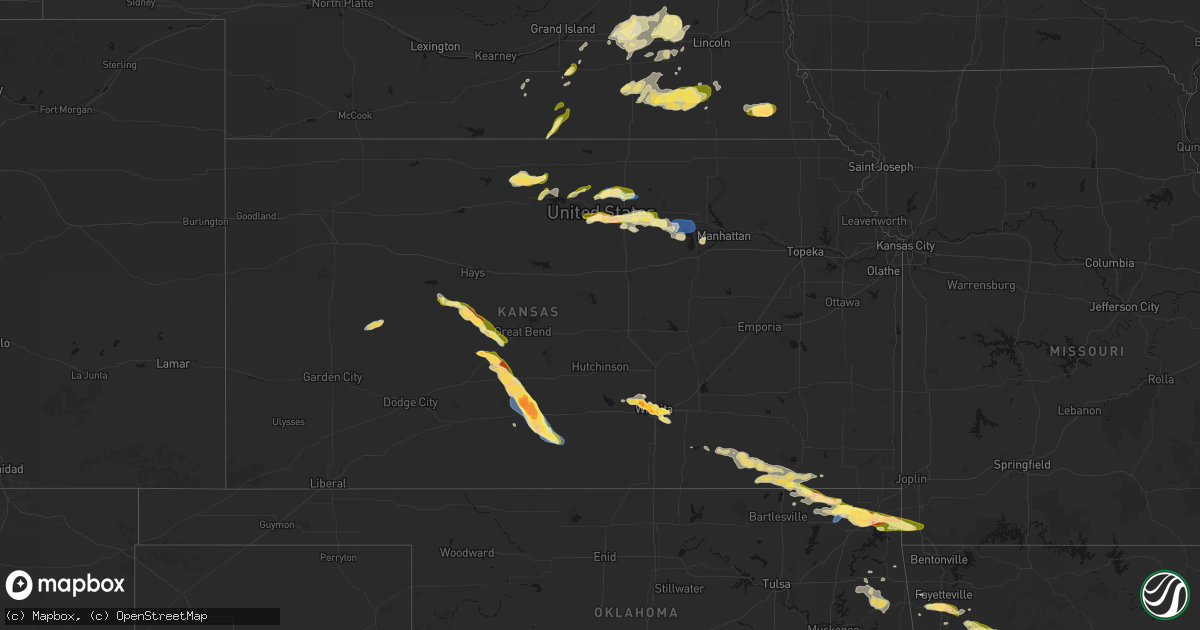 Hail map in Kansas on April 25, 2026
