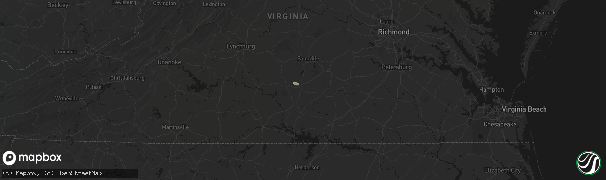 Hail map in Keysville, VA on April 25, 2026