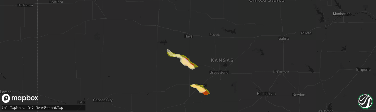 Hail map in La Crosse, KS on April 25, 2026
