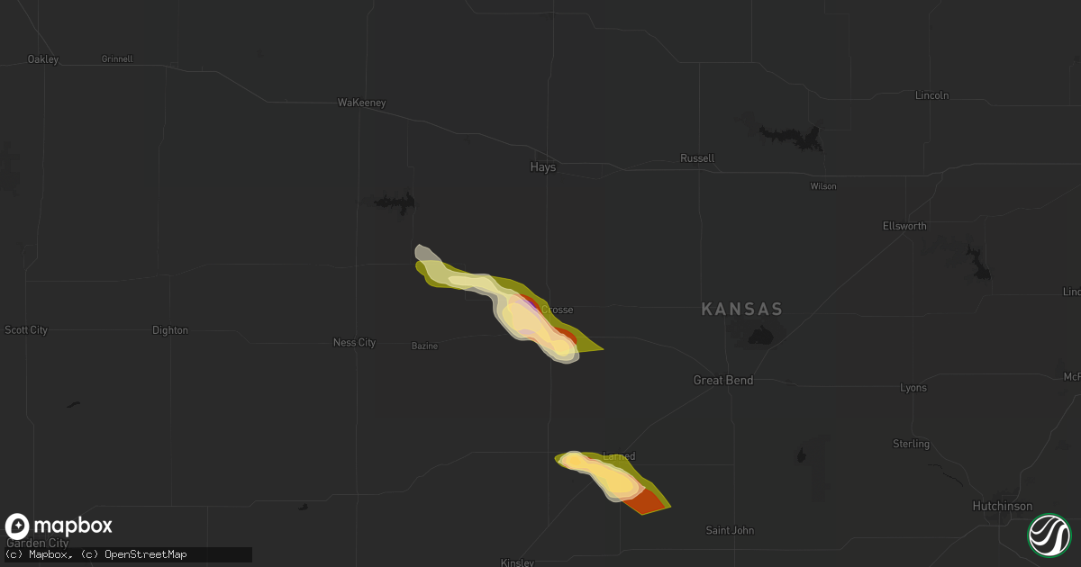 Hail map in La Crosse, KS on April 25, 2026