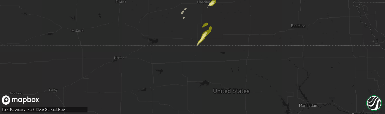 Hail map in Lebanon, KS on April 25, 2026
