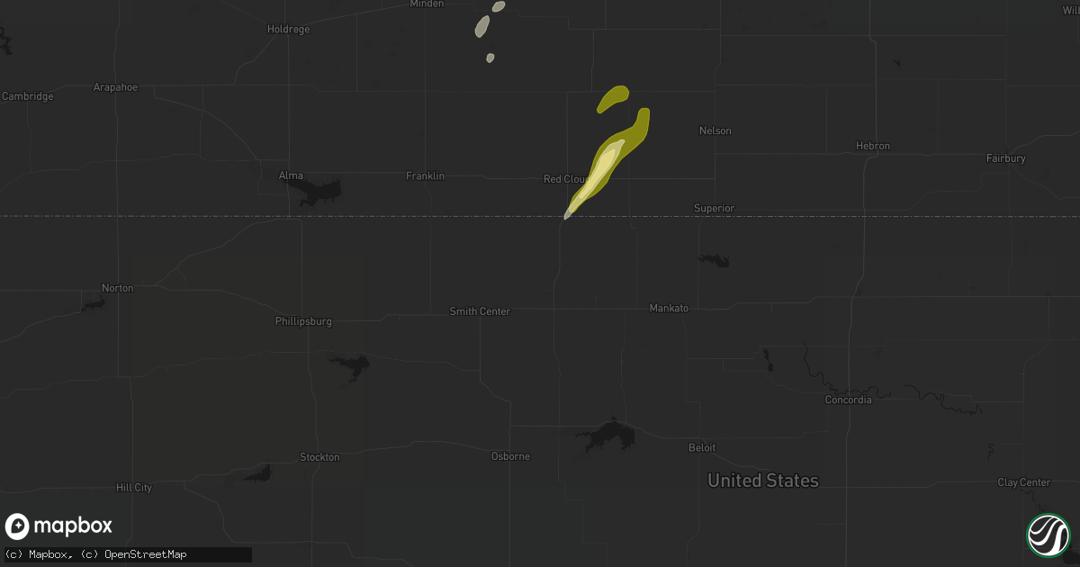 Hail map in Lebanon, KS on April 25, 2026
