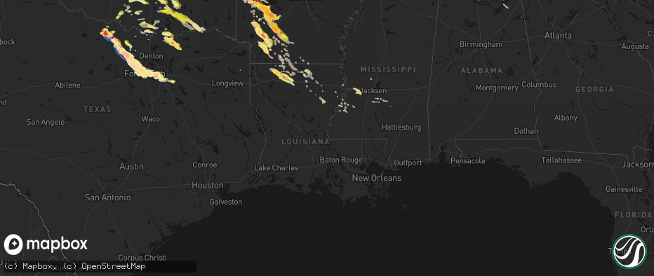 Hail map in Louisiana on April 25, 2026