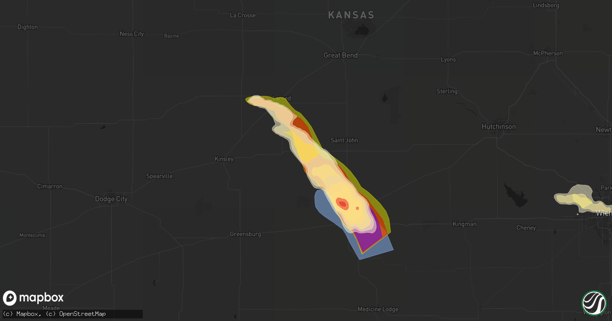 Hail map in Macksville, KS on April 25, 2026